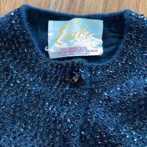 Vintage black sequin cardigan sweater